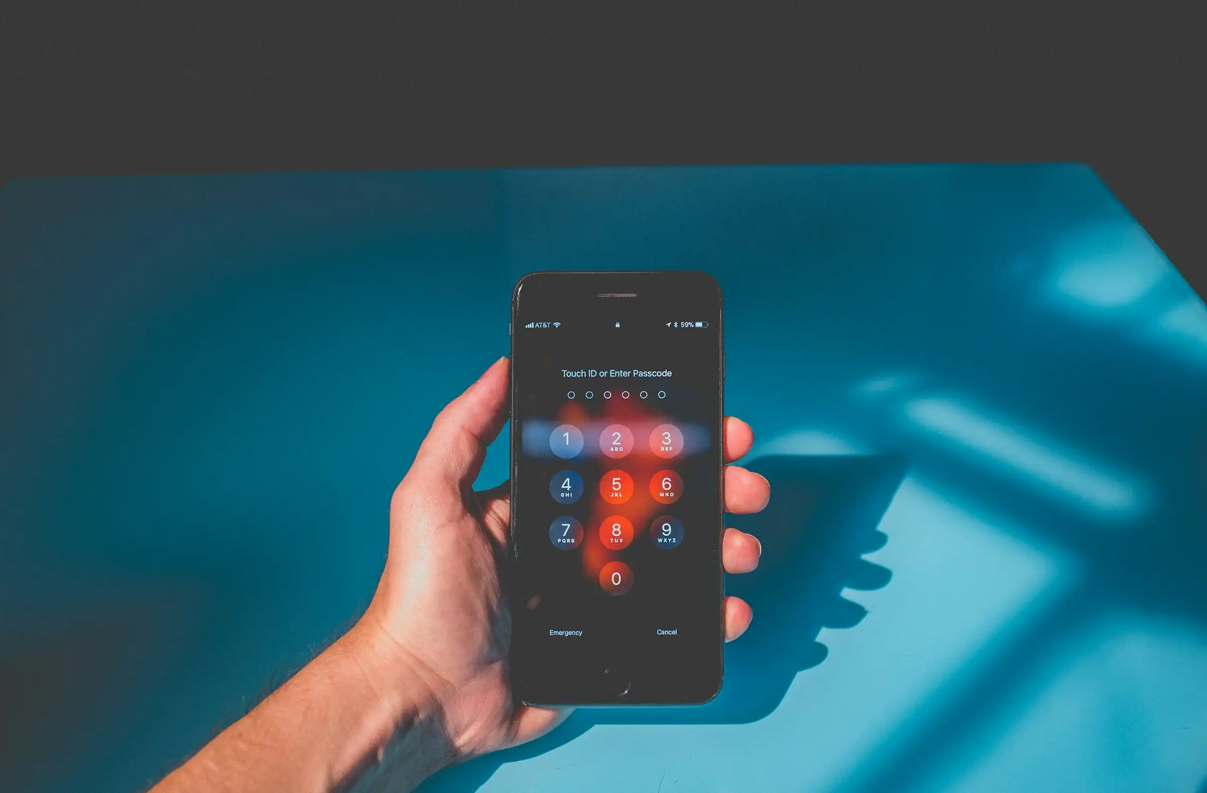 Mobile lock screen showing Face ID prompt, emphasising friction-free flow.