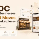 ONDC for small businesses ecommerce growth strategy with website, automation, CRM, seller dashboard and Krantecq Solutions branding.